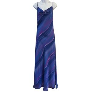 Vintage 90s Kiki USA Maxi Dress Abstract Cowl Neck Y2K Aesthetic XL Whimsigoth